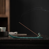 Maxbell Incense Holder Fisherman Raft Boat Incense Burner for Meditation Bedroom SPA Green