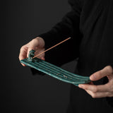 Maxbell Incense Holder Fisherman Raft Boat Incense Burner for Meditation Bedroom SPA Green