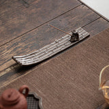 Maxbell Incense Holder Fisherman Raft Boat Incense Burner for Meditation Bedroom SPA Brown