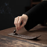 Maxbell Incense Holder Fisherman Raft Boat Incense Burner for Meditation Bedroom SPA Brown