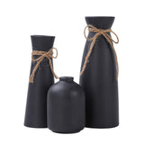Maxbell 3 Pieces Ceramic Vase Aesthetic Bud Vase Nordic Porcelain Vases Desktop Vase Black