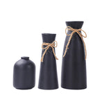 Maxbell 3 Pieces Ceramic Vase Aesthetic Bud Vase Nordic Porcelain Vases Desktop Vase Black