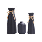 Maxbell 3 Pieces Ceramic Vase Aesthetic Bud Vase Nordic Porcelain Vases Desktop Vase Black