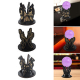 Maxbell Wooden Display Holder Agate Countertop Ores Sphere Holder Crystal Stand Rack Moon Wolf Pattern