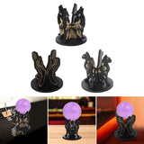 Maxbell Wooden Display Holder Agate Countertop Ores Sphere Holder Crystal Stand Rack Moon Wolf Pattern