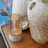 Maxbell Flameless LED Candle Crafts Tea Light Candle for Living Room Hallway Bedroom 8cmx8cmx15cm Gold