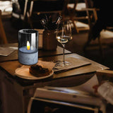 Maxbell Flameless LED Candle Crafts Tea Light Candle for Living Room Hallway Bedroom 8cmx8cmx15cm Grey