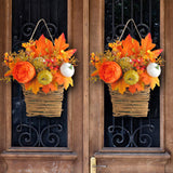 Maxbell Door Hanging Flower Basket Handmade Autumn Garland Fall Harvest Door Wreath