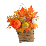 Maxbell Door Hanging Flower Basket Handmade Autumn Garland Fall Harvest Door Wreath