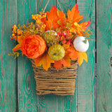 Maxbell Door Hanging Flower Basket Handmade Autumn Garland Fall Harvest Door Wreath