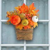 Maxbell Door Hanging Flower Basket Handmade Autumn Garland Fall Harvest Door Wreath