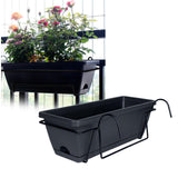 Maxbell Window Planter Box Hanging Garden Planter Deck Patio Balcony Railing Planter Dark Grey