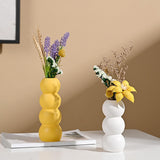 Maxbell Ceramic Vase Boho Elegant Modern Simple Flower Vase for Office Cabinet Party White