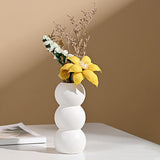 Maxbell Ceramic Vase Boho Elegant Modern Simple Flower Vase for Office Cabinet Party White