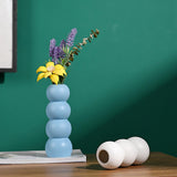 Maxbell Ceramic Vase Boho Elegant Modern Simple Flower Vase for Office Cabinet Party Sky Blue