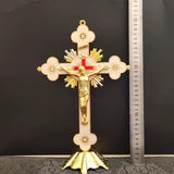 Maxbell Standing Crucifix Jesus Cross Statue Table Cross for Altar Chapel Home Decor