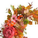 Maxbell Front Door Fall Wreath Artificial Garland Flower Party Autumn Harvest Wreath Orange Flower