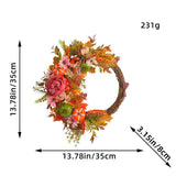 Maxbell Front Door Fall Wreath Artificial Garland Flower Party Autumn Harvest Wreath Orange Flower