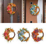 Maxbell Front Door Fall Wreath Artificial Garland Flower Party Autumn Harvest Wreath Orange Flower