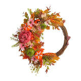 Maxbell Front Door Fall Wreath Artificial Garland Flower Party Autumn Harvest Wreath Orange Flower