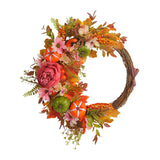 Maxbell Front Door Fall Wreath Artificial Garland Flower Party Autumn Harvest Wreath Orange Flower