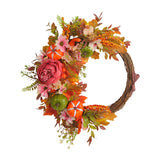Maxbell Front Door Fall Wreath Artificial Garland Flower Party Autumn Harvest Wreath Orange Flower
