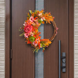 Maxbell Front Door Fall Wreath Artificial Garland Flower Party Autumn Harvest Wreath Orange Flower