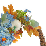 Maxbell Front Door Fall Wreath Artificial Garland Flower Party Autumn Harvest Wreath Blue Flower