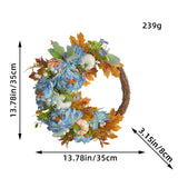 Maxbell Front Door Fall Wreath Artificial Garland Flower Party Autumn Harvest Wreath Blue Flower