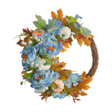 Maxbell Front Door Fall Wreath Artificial Garland Flower Party Autumn Harvest Wreath Blue Flower