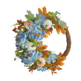 Maxbell Front Door Fall Wreath Artificial Garland Flower Party Autumn Harvest Wreath Blue Flower