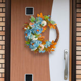 Maxbell Front Door Fall Wreath Artificial Garland Flower Party Autumn Harvest Wreath Blue Flower