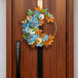 Maxbell Front Door Fall Wreath Artificial Garland Flower Party Autumn Harvest Wreath Blue Flower