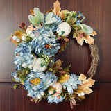 Maxbell Front Door Fall Wreath Artificial Garland Flower Party Autumn Harvest Wreath Blue Flower