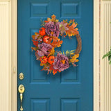 Maxbell Front Door Fall Wreath Artificial Garland Flower Party Autumn Harvest Wreath Violet Flower