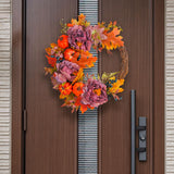 Maxbell Front Door Fall Wreath Artificial Garland Flower Party Autumn Harvest Wreath Violet Flower
