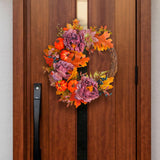 Maxbell Front Door Fall Wreath Artificial Garland Flower Party Autumn Harvest Wreath Violet Flower