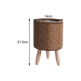 Maxbell Woven Basket Plant Stand with Legs Flower Pot for Apartment Drawing Room Cylinder Dark Brown