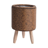 Maxbell Woven Basket Plant Stand with Legs Flower Pot for Apartment Drawing Room Cylinder Dark Brown