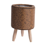 Maxbell Woven Basket Plant Stand with Legs Flower Pot for Apartment Drawing Room Cylinder Dark Brown