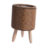 Maxbell Woven Basket Plant Stand with Legs Flower Pot for Apartment Drawing Room Cylinder Dark Brown