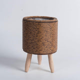 Maxbell Woven Basket Plant Stand with Legs Flower Pot for Apartment Drawing Room Cylinder Dark Brown