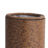 Maxbell Woven Basket Plant Stand with Legs Flower Pot for Apartment Drawing Room Cylinder Dark Brown