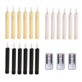 Maxbell 6x LED Candles 3D Wick Flameless Taper Candles for Wedding Party ivorys white