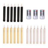 Maxbell 6x LED Candles 3D Wick Flameless Taper Candles for Wedding Party ivorys white