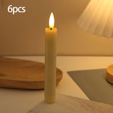 Maxbell 6x LED Candles 3D Wick Flameless Taper Candles for Wedding Party ivorys white