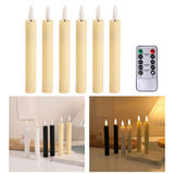 Maxbell 6x LED Candles 3D Wick Flameless Taper Candles for Wedding Party ivorys white