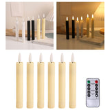 Maxbell 6x LED Candles 3D Wick Flameless Taper Candles for Wedding Party ivorys white