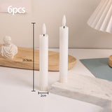 Maxbell 6x LED Candles 3D Wick Flameless Taper Candles for Wedding Party white