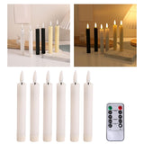 Maxbell 6x LED Candles 3D Wick Flameless Taper Candles for Wedding Party white